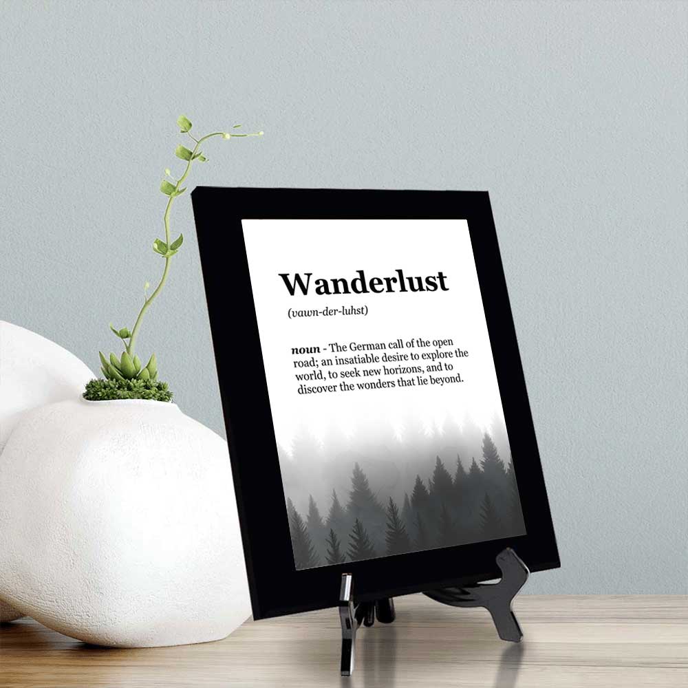 Wanderlust Definition Decorative Wall Plaque With Easel Acrylic Stand