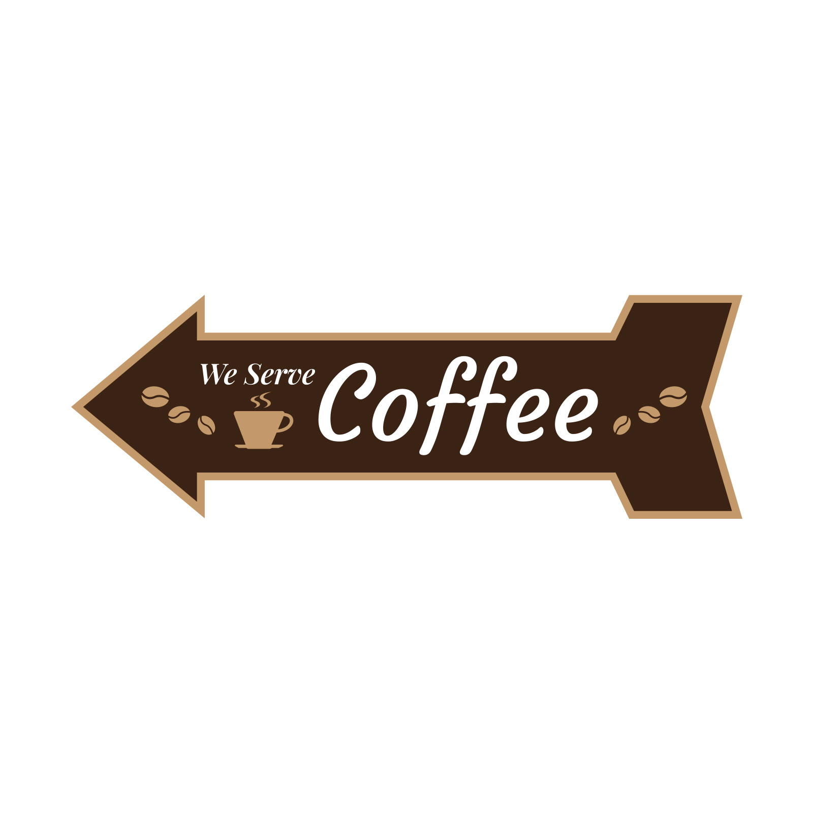 Arrow Shape We Serve Coffee 12×4″ Wall or Door Sign | Funny Home Decor