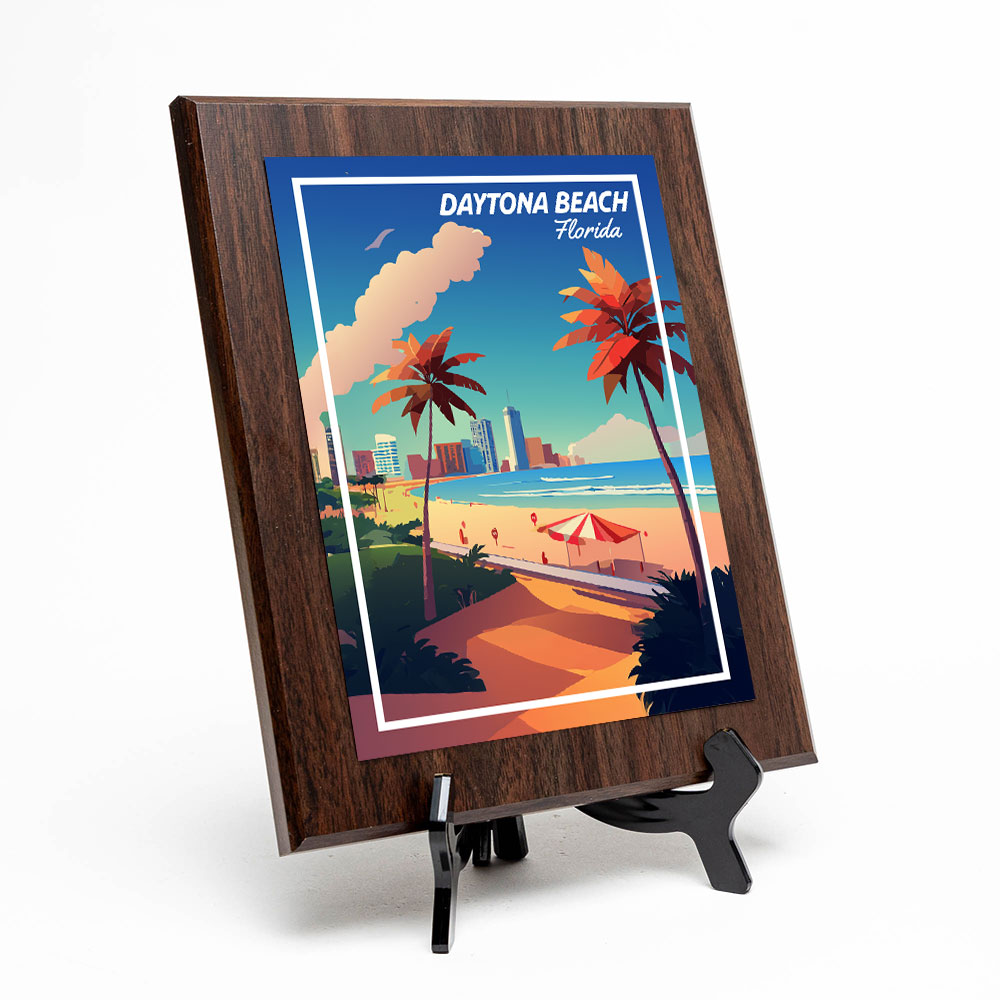 Daytona Beach Florida Decorative Wall Plaque With Easel Acrylic Stand