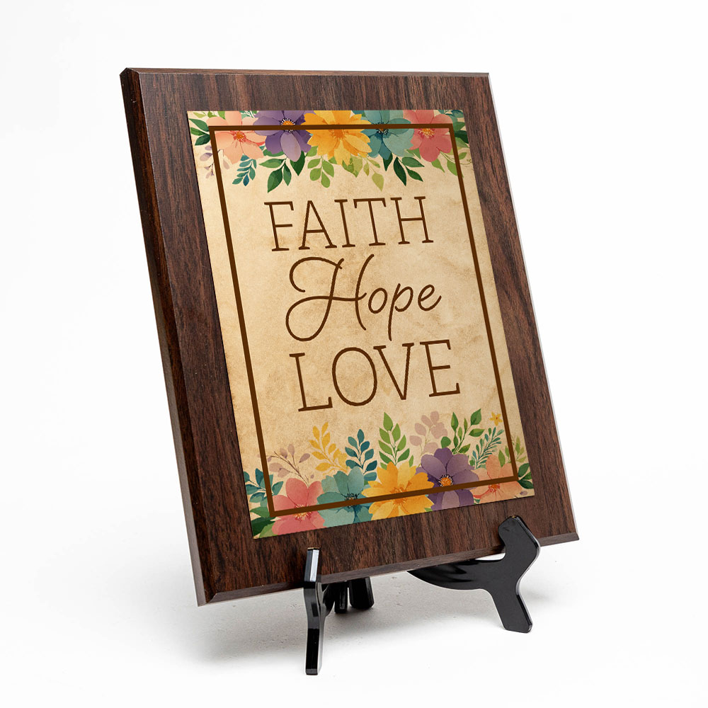 Faith Hope Love Decorative Wall Plaque With Easel Acrylic Stand | Home Decor - Picture 10 of 36
