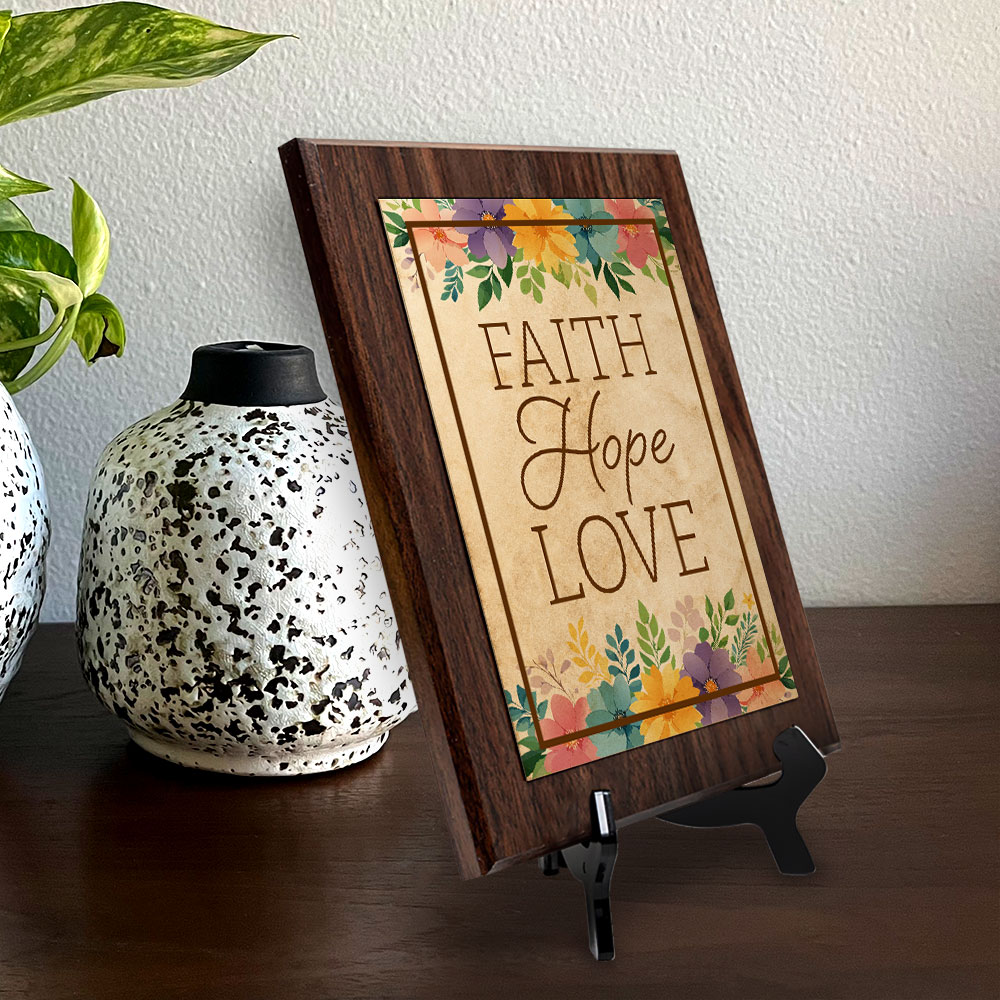 Faith Hope Love Decorative Wall Plaque With Easel Acrylic Stand | Home Decor - Picture 20 of 36