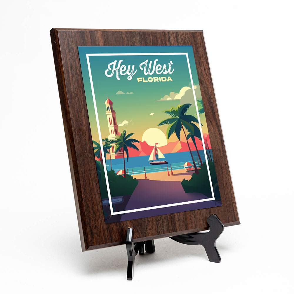 Key West Florida Decorative Wall Plaque With Easel Acrylic Stand