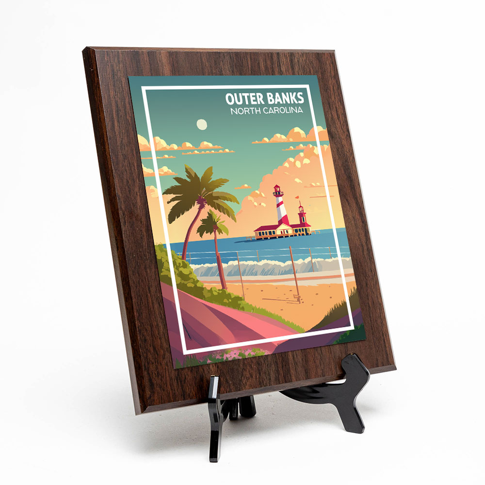 Outer Banks North Carolina Decorative Wall Plaque With Easel Acrylic Stand