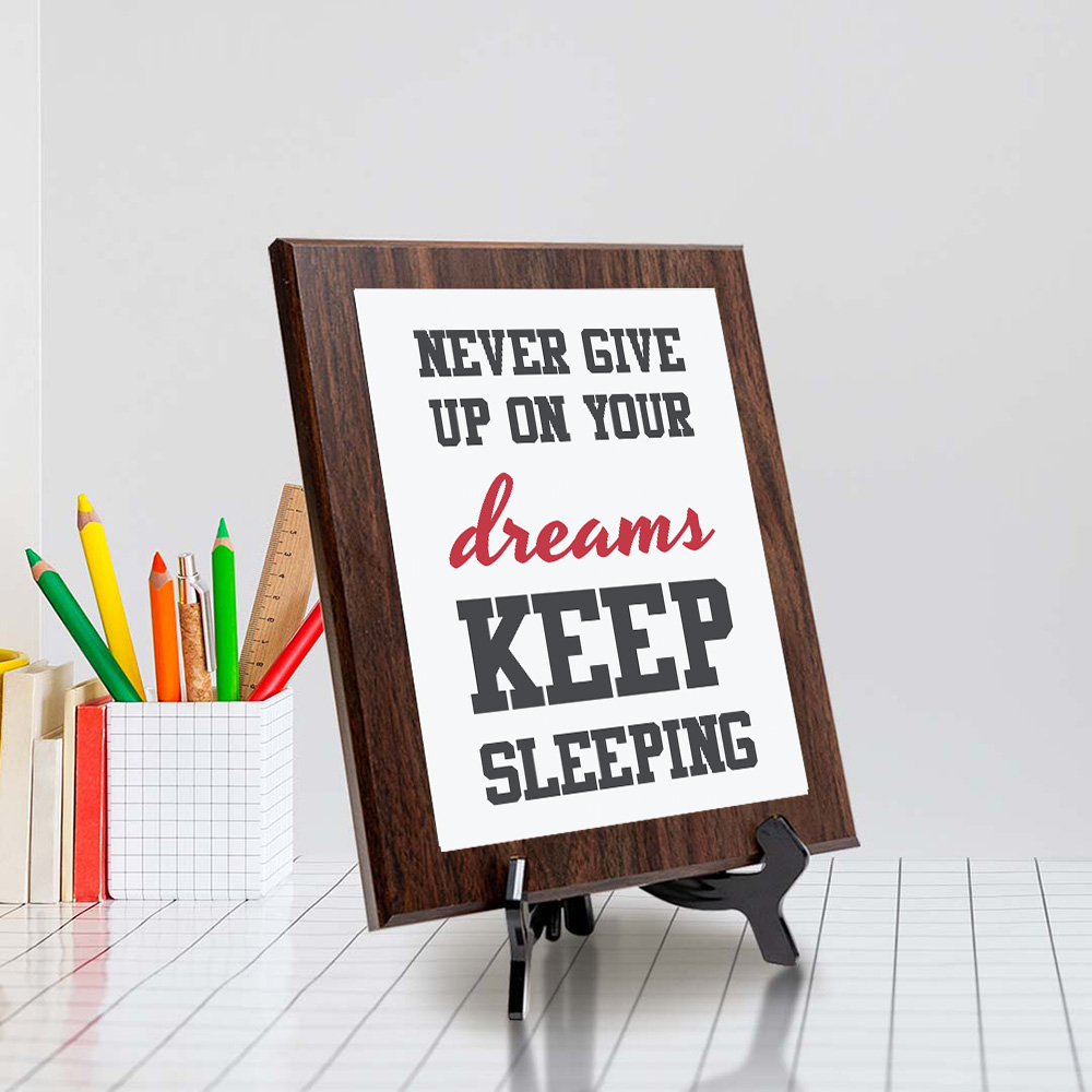 Never Give Up On Your Dreams Keep Sleeping Decorative Wall Plaque