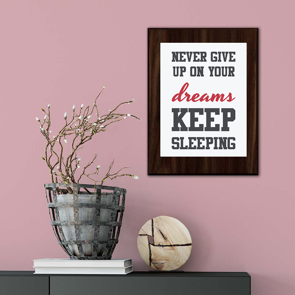 Never Give Up On Your Dreams Keep Sleeping Decorative Wall Plaque