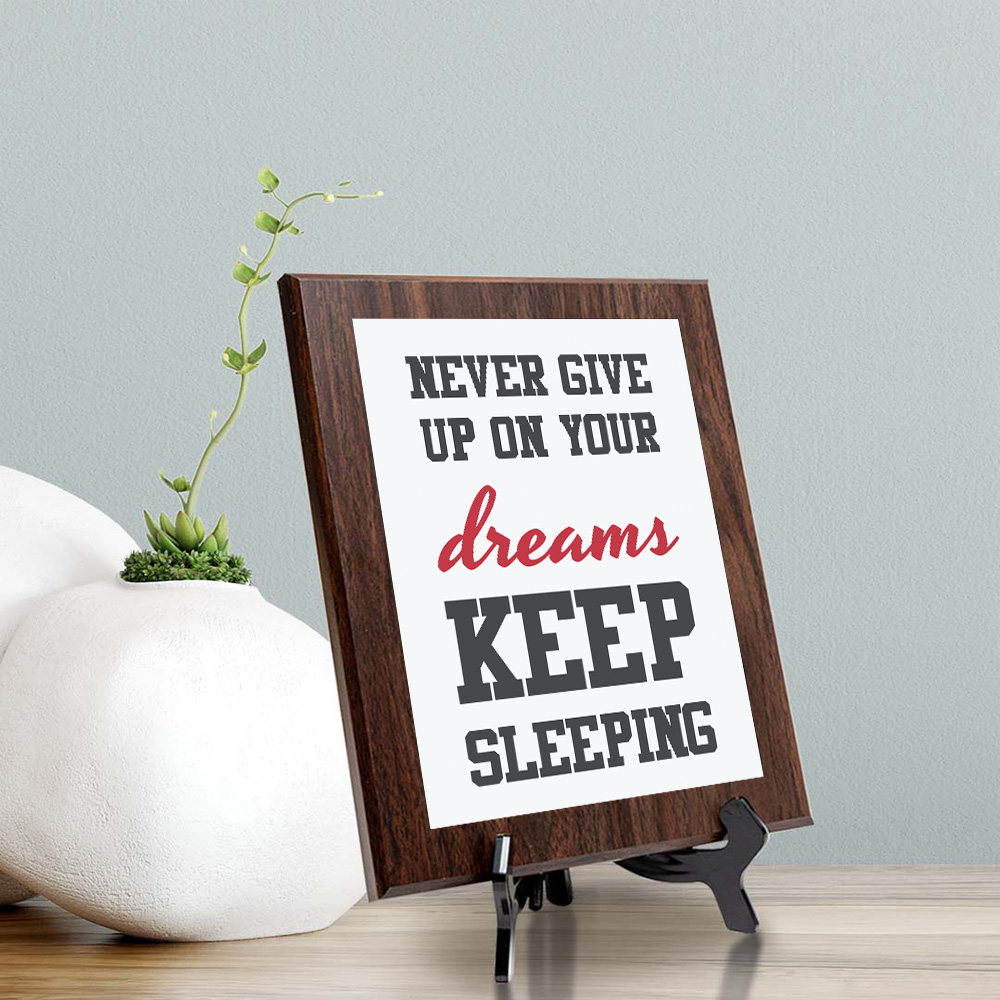 Never Give Up On Your Dreams Keep Sleeping Decorative Wall Plaque
