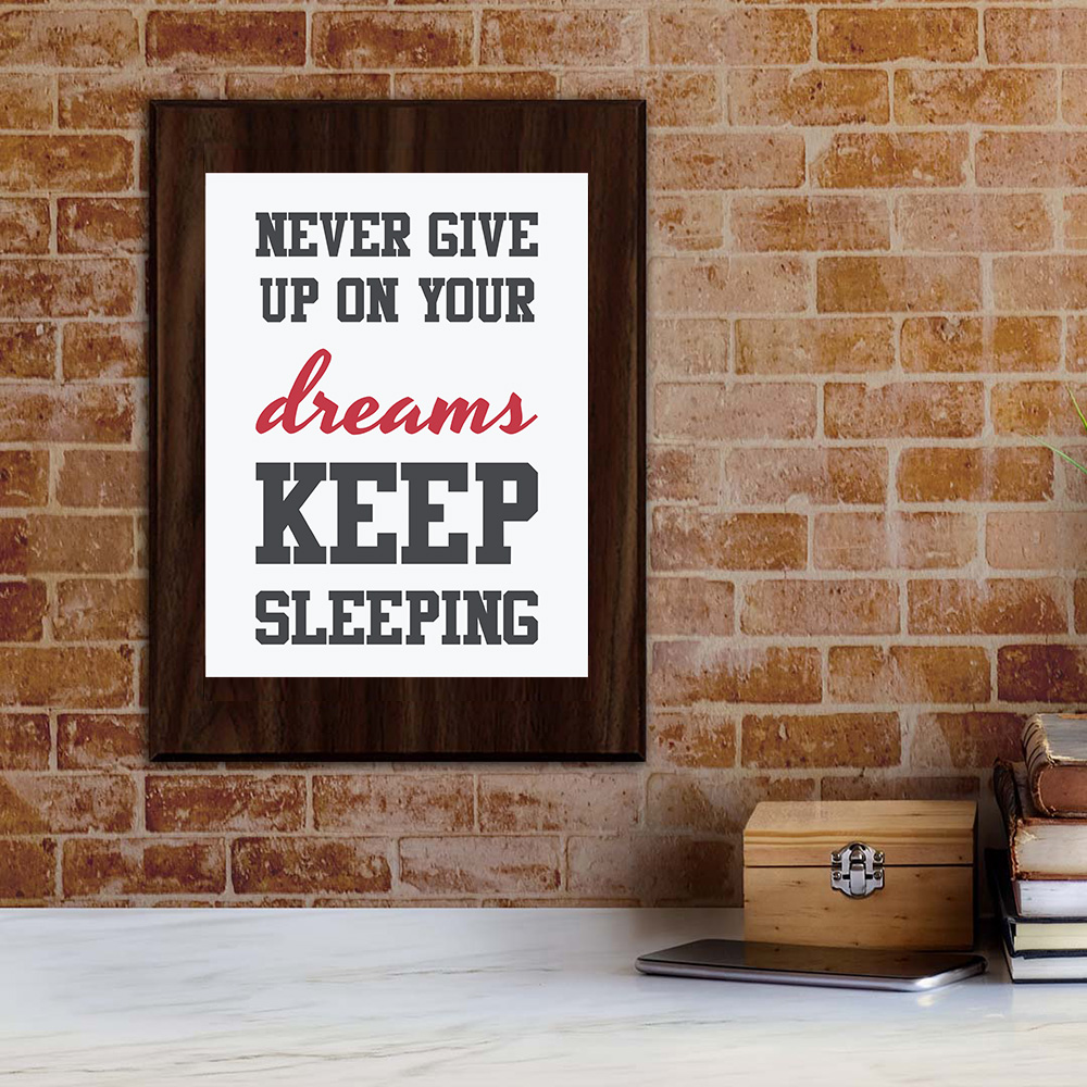Never Give Up On Your Dreams Keep Sleeping Decorative Wall Plaque