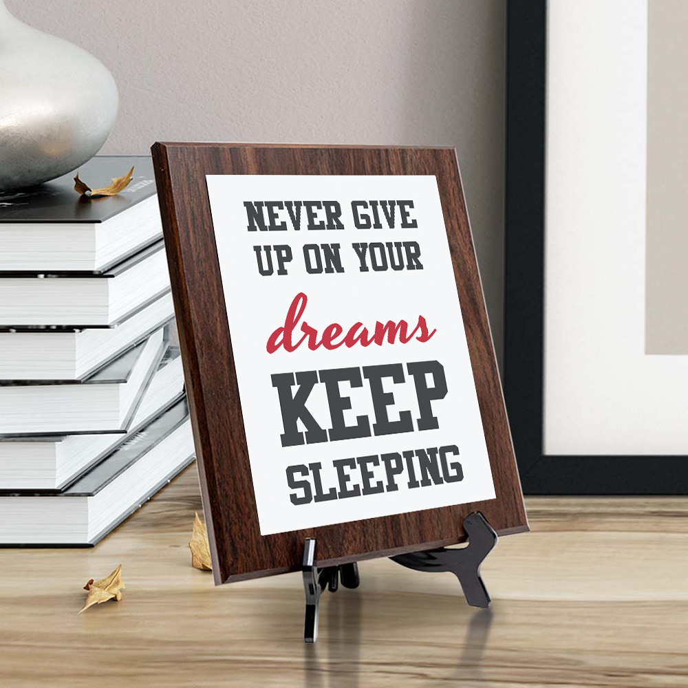 Never Give Up On Your Dreams Keep Sleeping Decorative Wall Plaque