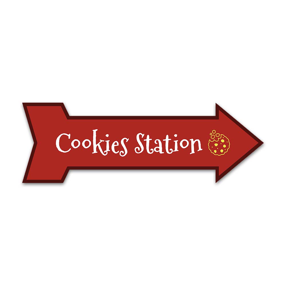 Arrow Shape Plus Cookies Station 12×4&Prime; Wall or Door Sign | Christmas
