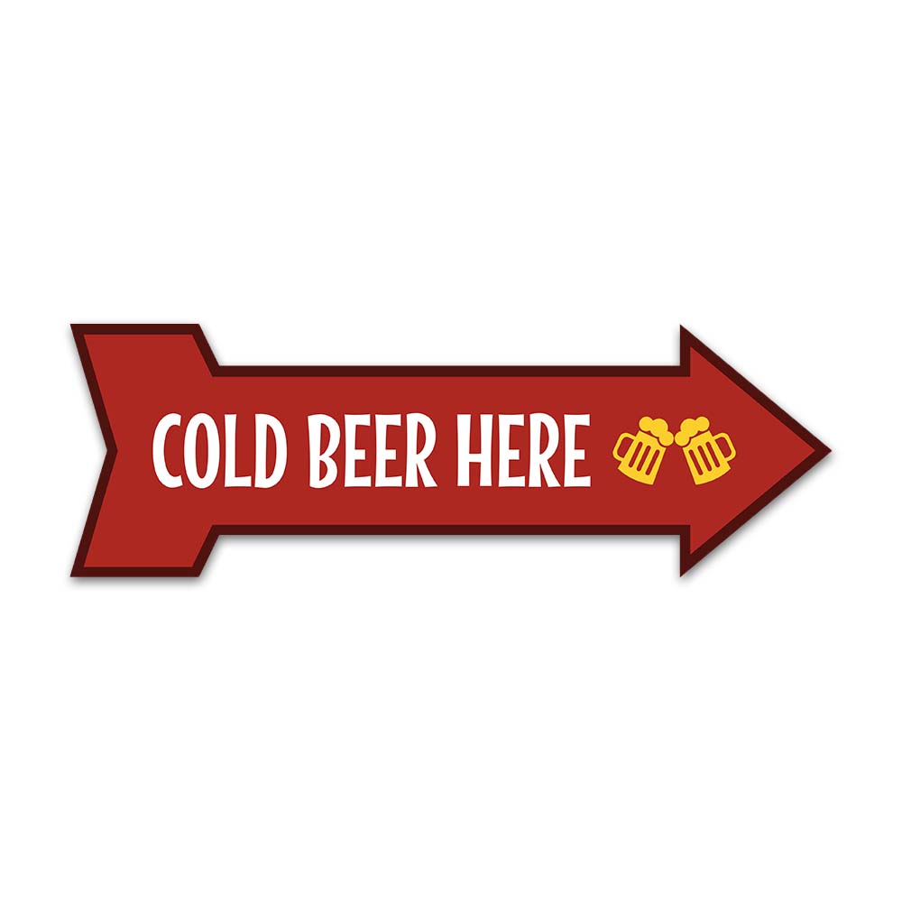 Arrow Shape Plus Cold Beer Here 12×4&Prime; Wall or Door Sign | Christmas