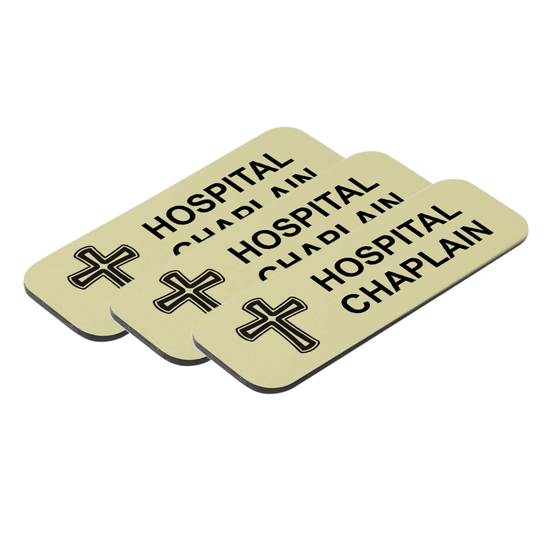 Hospital Chaplain 1 x 3" Name Tag/Badge, (3 Pack)