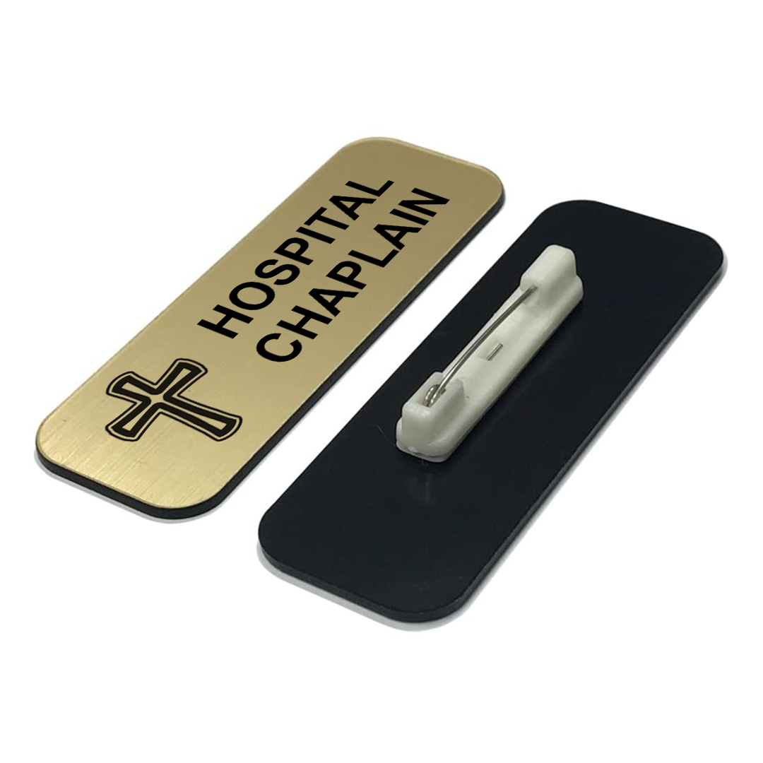 Hospital Chaplain 1 x 3" Name Tag/Badge, (3 Pack)