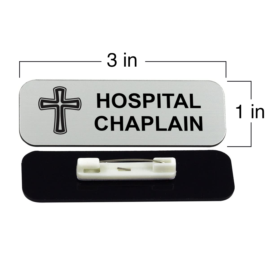 Hospital Chaplain 1 x 3" Name Tag/Badge, (3 Pack)
