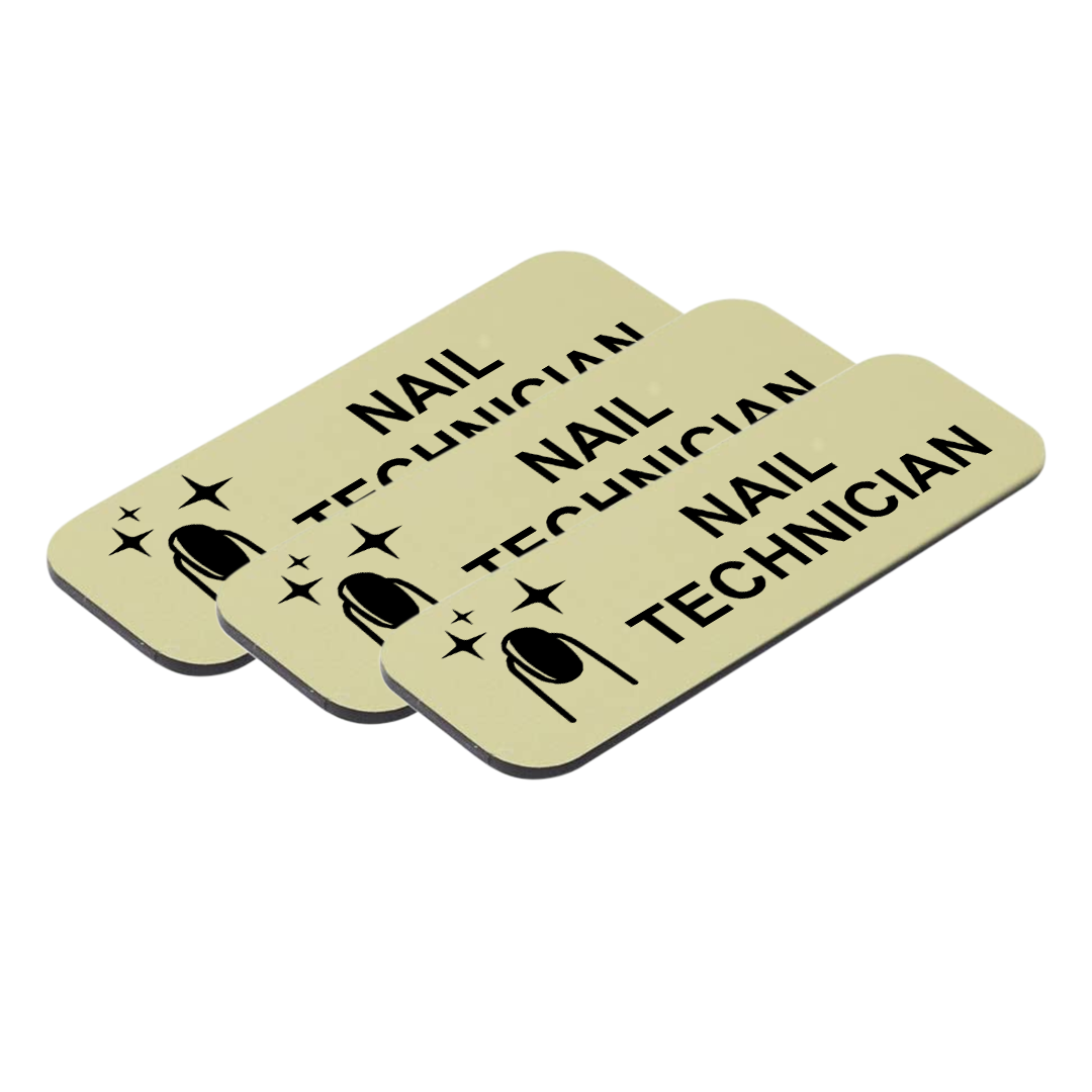 Nail Technician 1 x 3" Name Tag/Badge, (3 Pack)