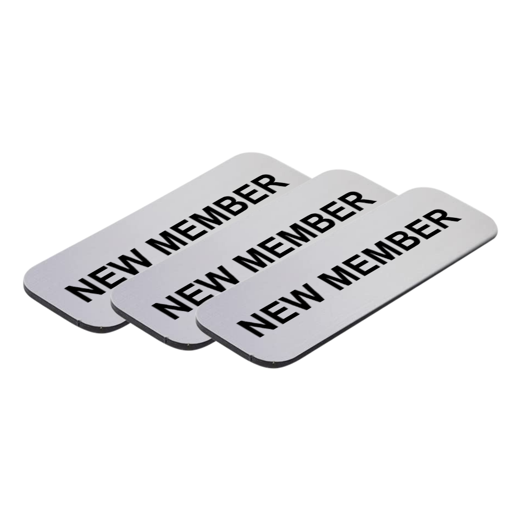 New Member 1 x 3" Name Tag/Badge, (3 Pack)