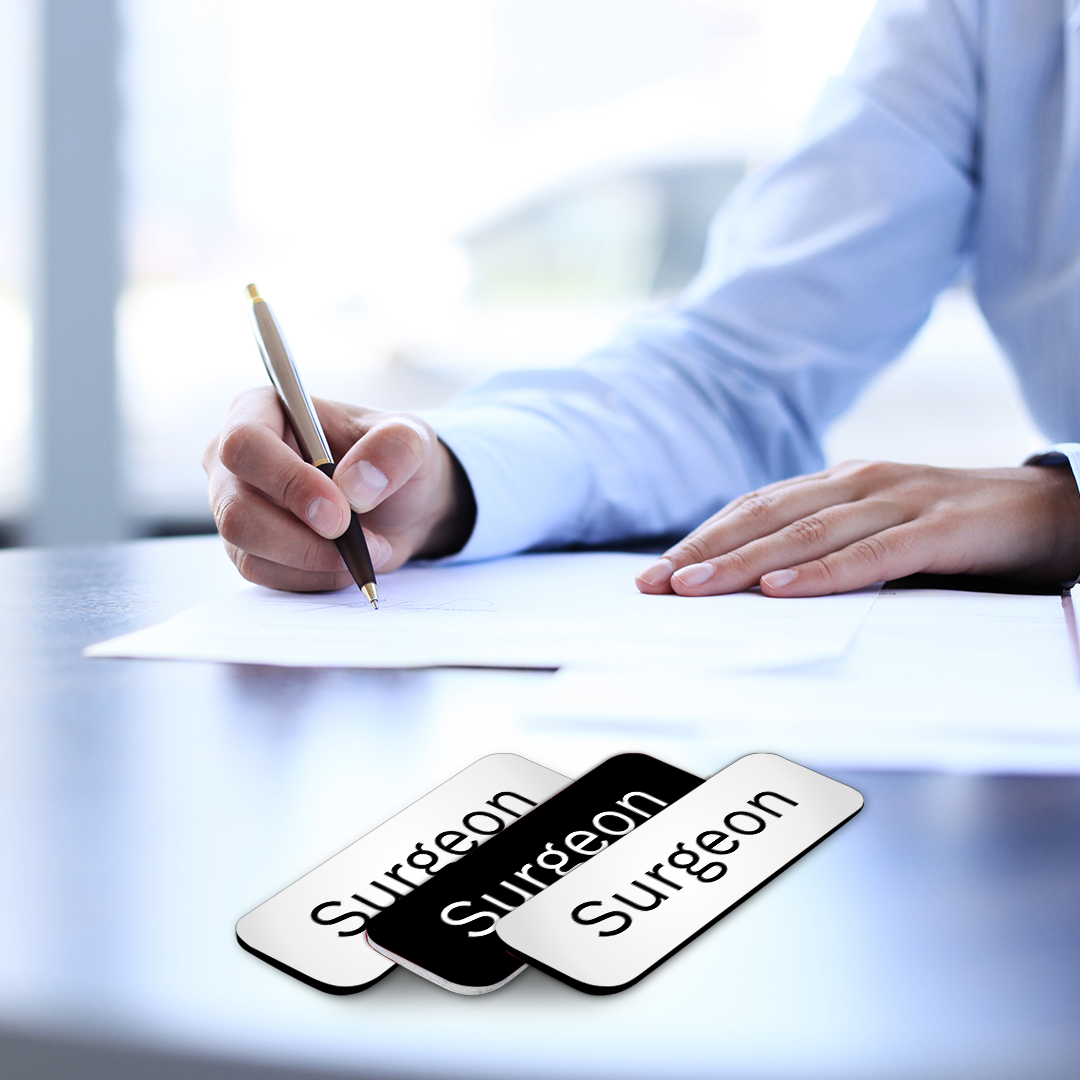 Surgeon 1 x 3" Rounded Corner Name Badge | Medical Specialism Badges