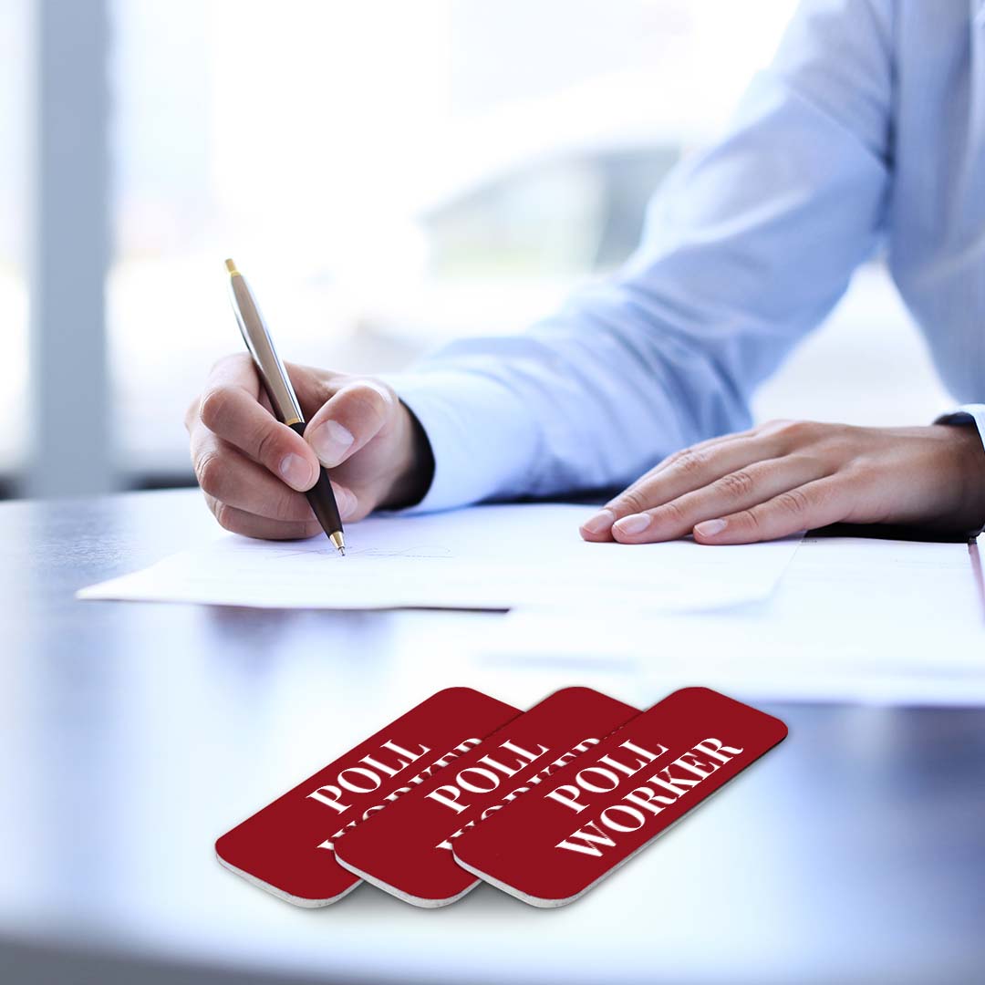 Poll Worker 1 x 3" Rounded Corner Name Badge | Stock Name Badges