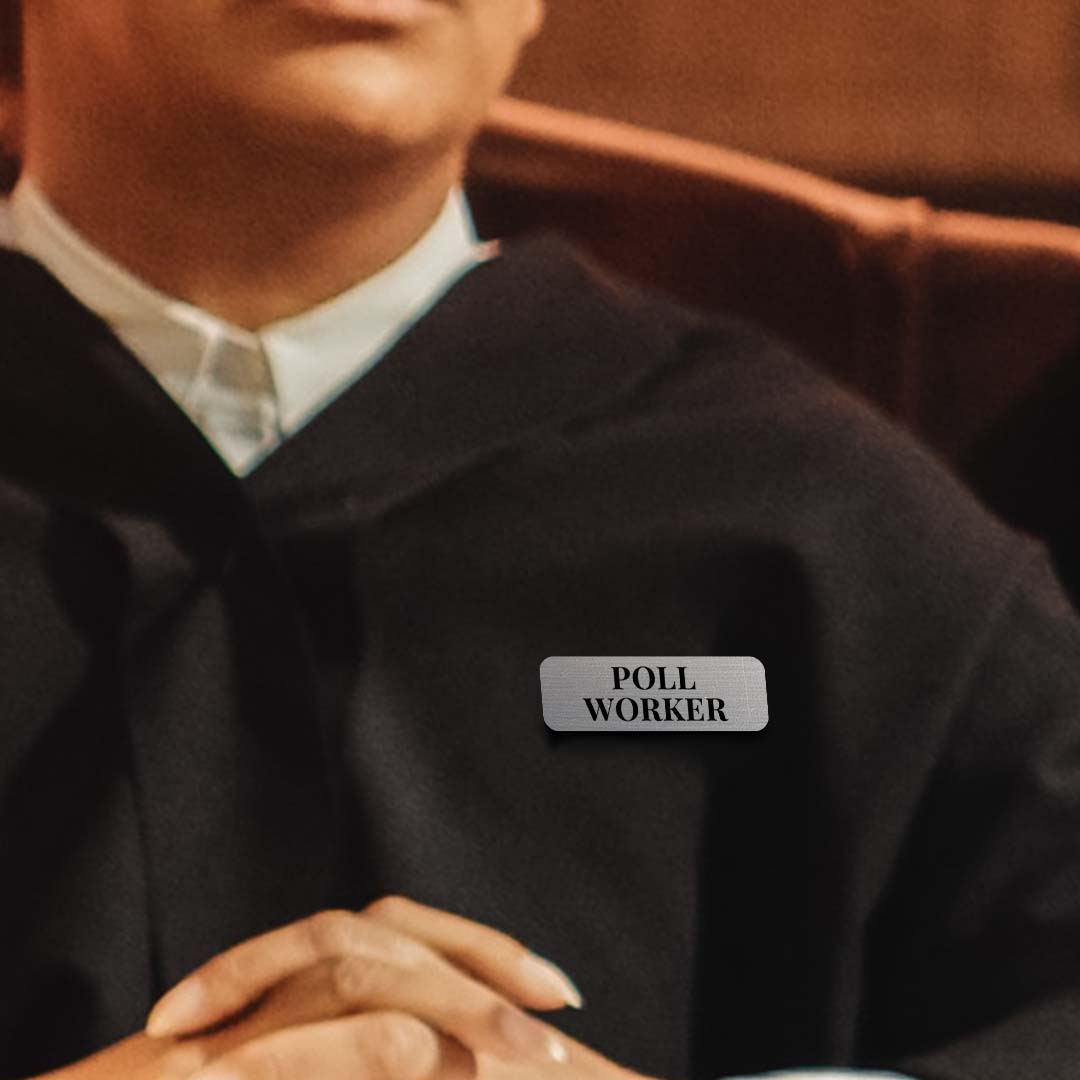 Poll Worker 1 x 3" Rounded Corner Name Badge | Stock Name Badges