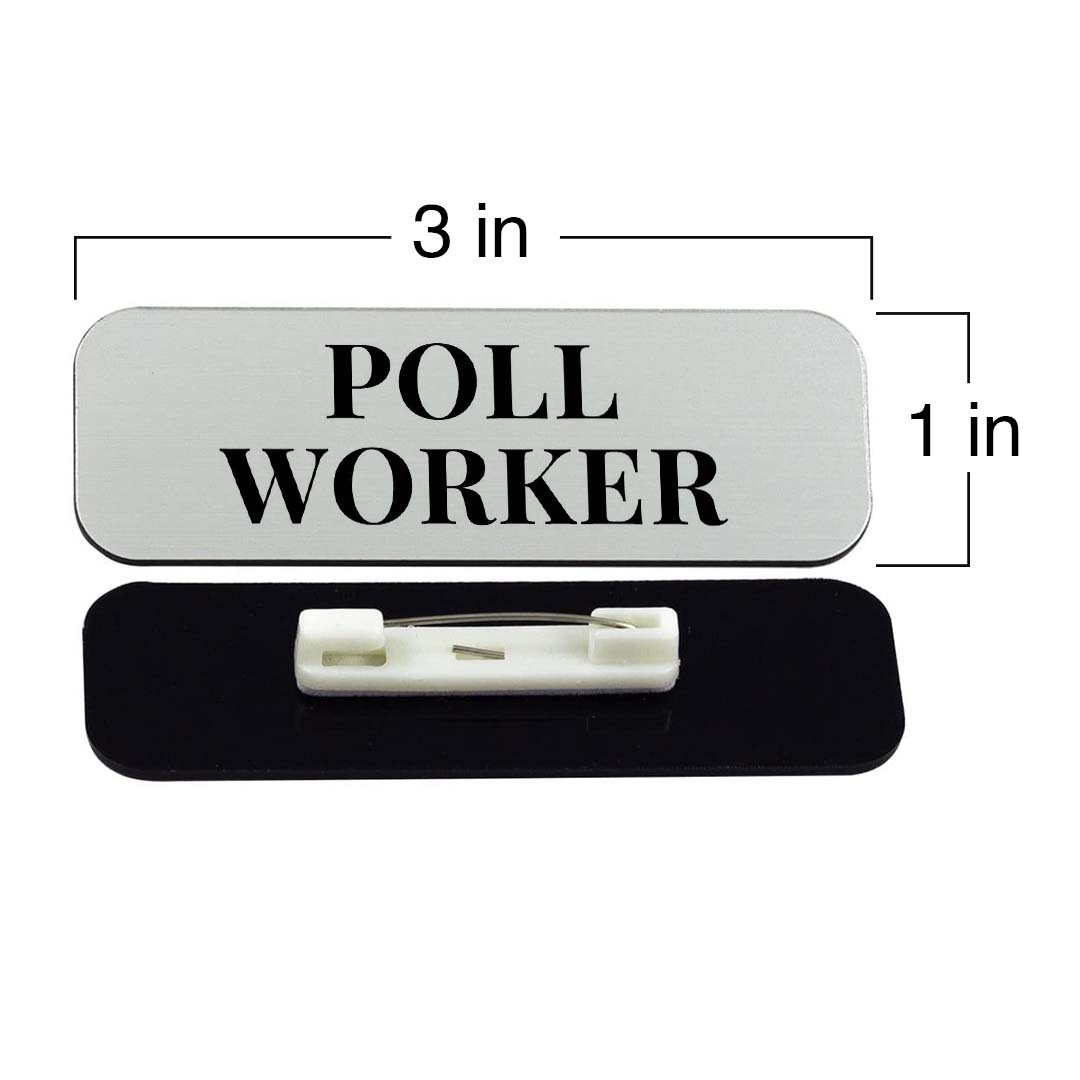 Poll Worker 1 x 3" Rounded Corner Name Badge | Stock Name Badges