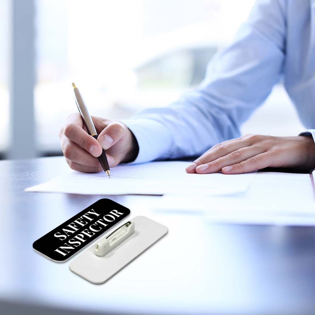 Safety Inspector 1 x 3" Rounded Corner Name Badge | Stock Name Badges