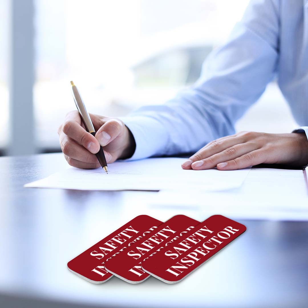 Safety Inspector 1 x 3" Rounded Corner Name Badge | Stock Name Badges