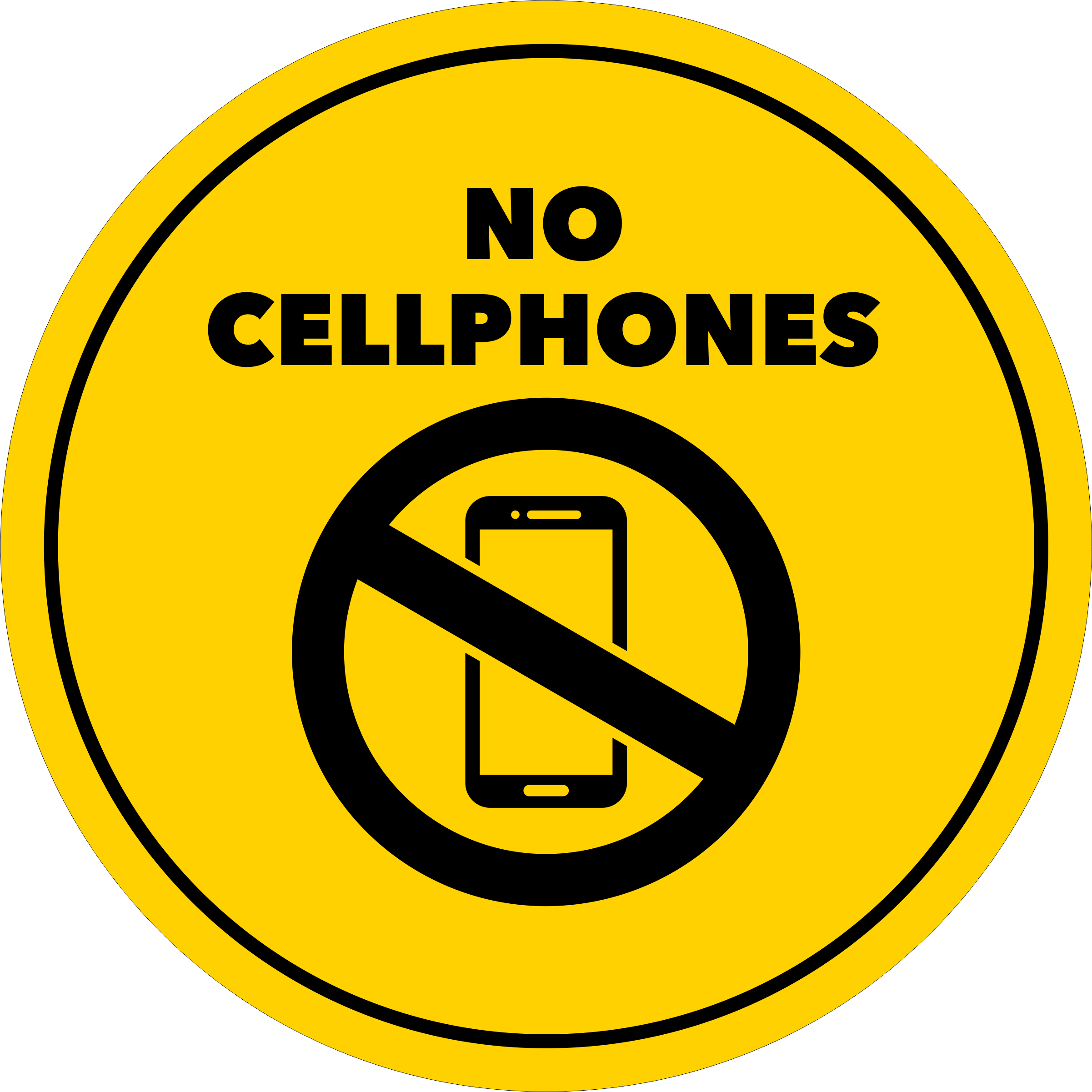 Circle Plus No Cell Phones Wall or Door Sign | Easy Installation