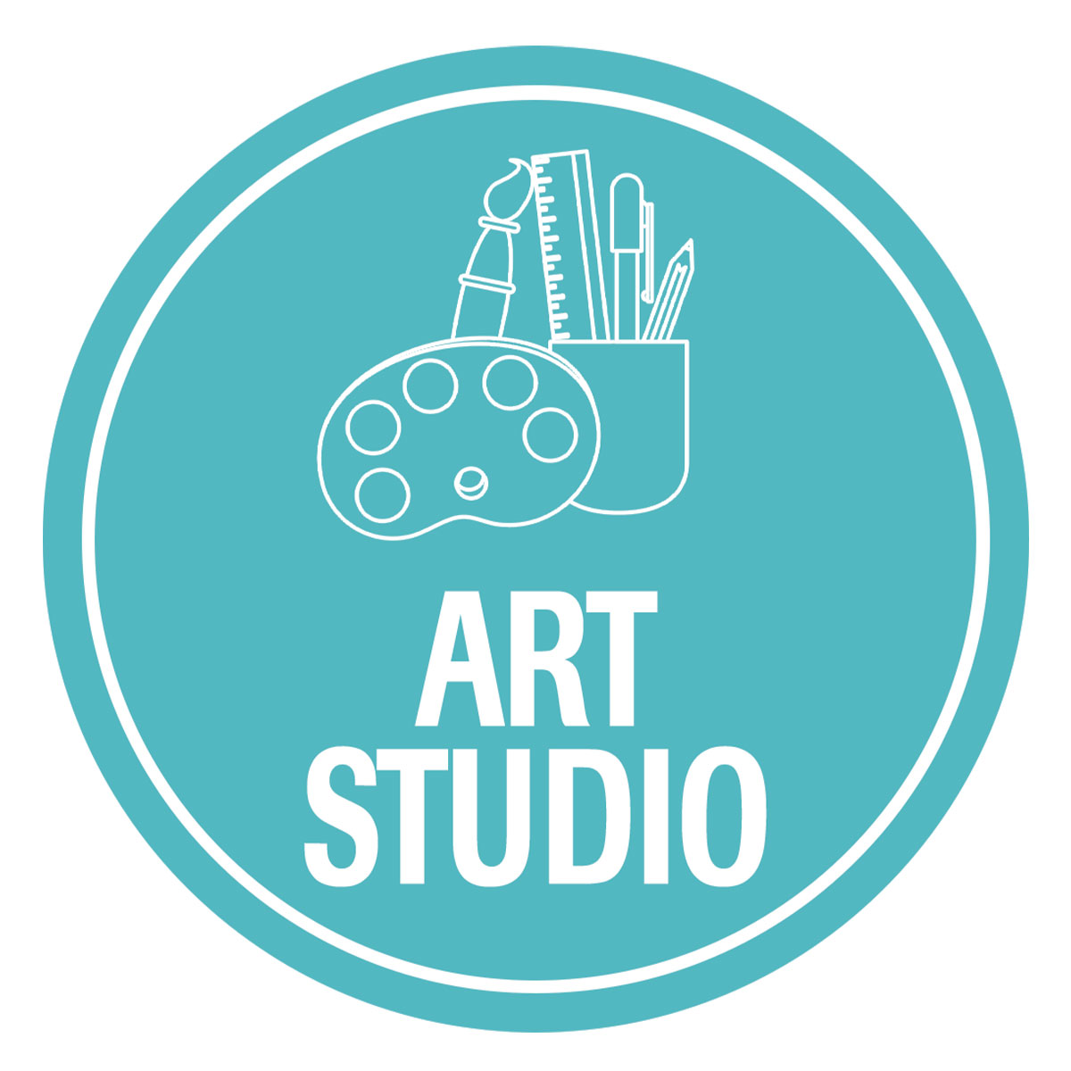 Circle Plus Art studio Wall or Door Sign | Easy Installation