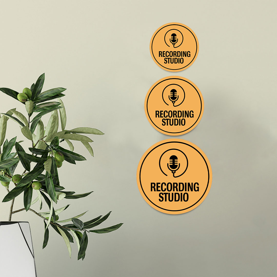 Circle Plus Recording studio Wall or Door Sign | Easy Installation