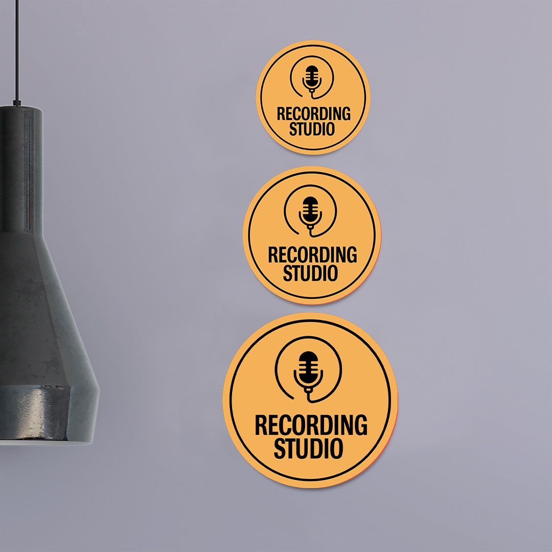 Circle Plus Recording studio Wall or Door Sign | Easy Installation