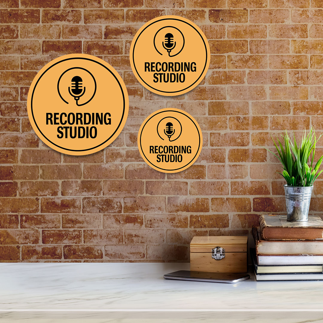 Circle Plus Recording studio Wall or Door Sign | Easy Installation