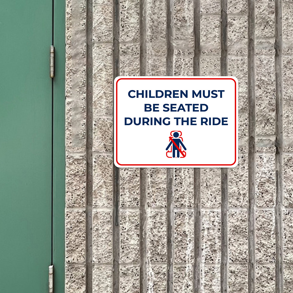 Letrero clásico enmarcado Plus para niños deben estar sentados durante el paseo puerta o pared - Imagen 12 de 32