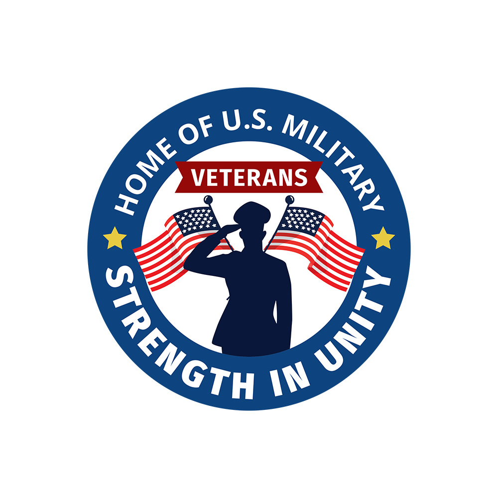 Circle Plus Home of U.S. Military Veterans: Strength in Unity Door or Wall Sign