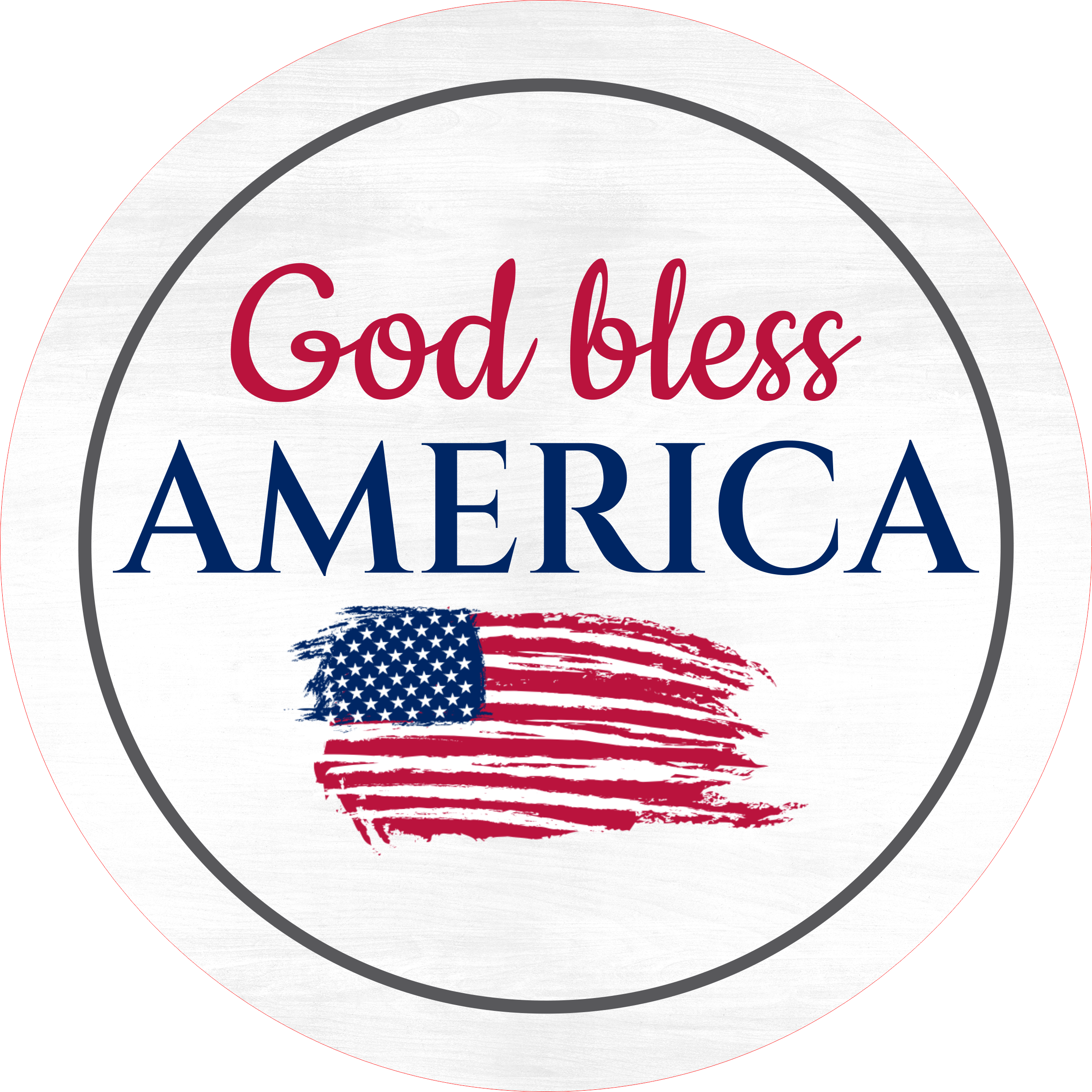 Circle Plus God Bless America Wall or Door Sign | American Pride Decoration