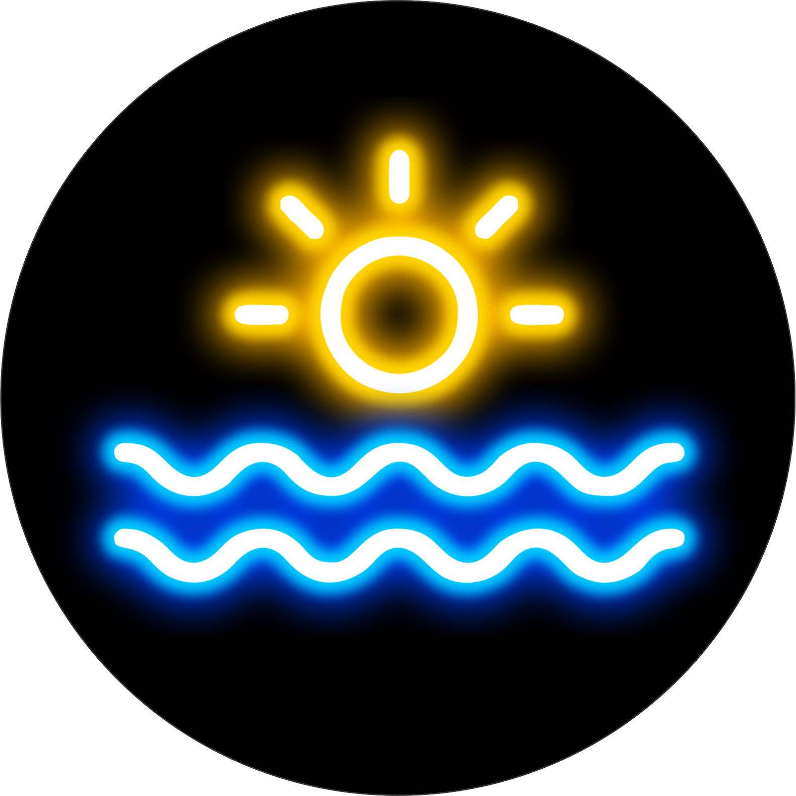 Circle Plus Sun Neon Graphic Style Wall or Door Sign | Live Streamer