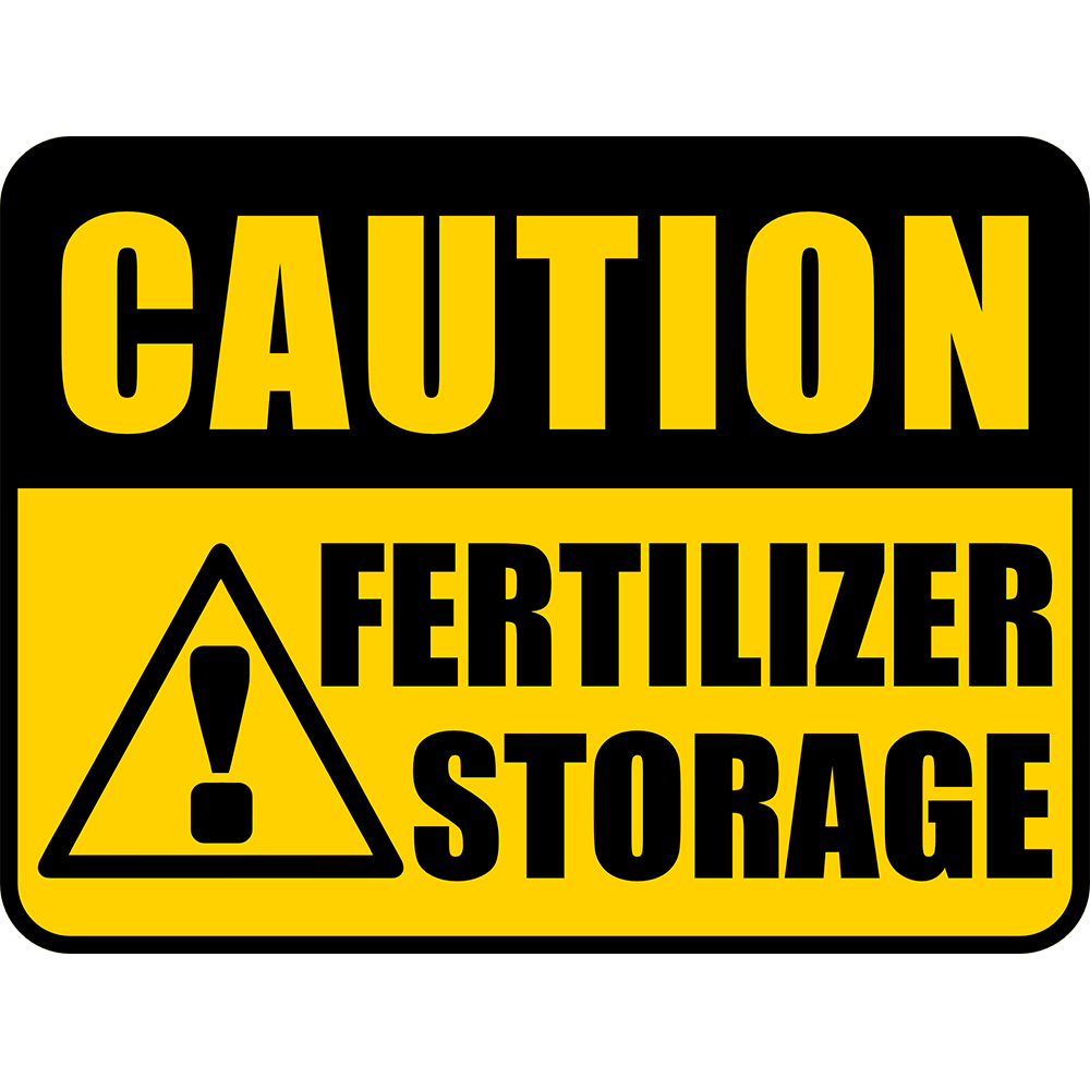 Classic Framed Plus Caution Fertilizer Storage Door or Wall Sign | Farm/Barn