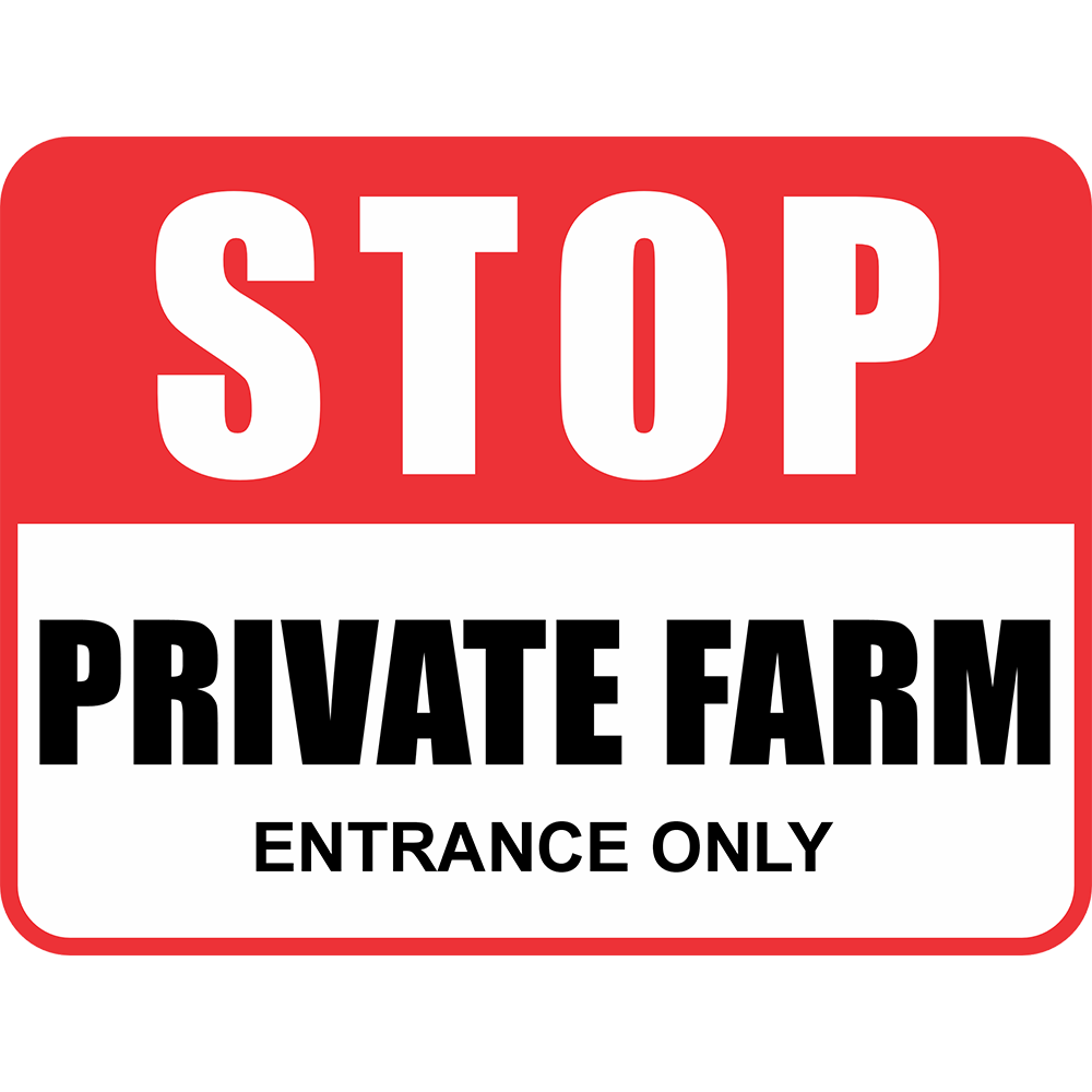 Classic Framed Plus Stop Private Farm Entrance Only Door or Wall Sign |
