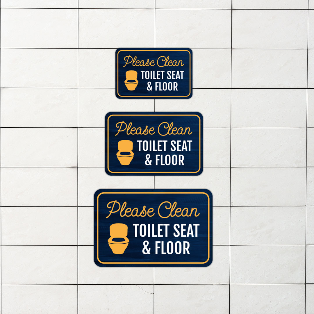 Classic Framed Plus Please Clean Toilet Seat & Floor Wall or Door Sign - Picture 12 of 32
