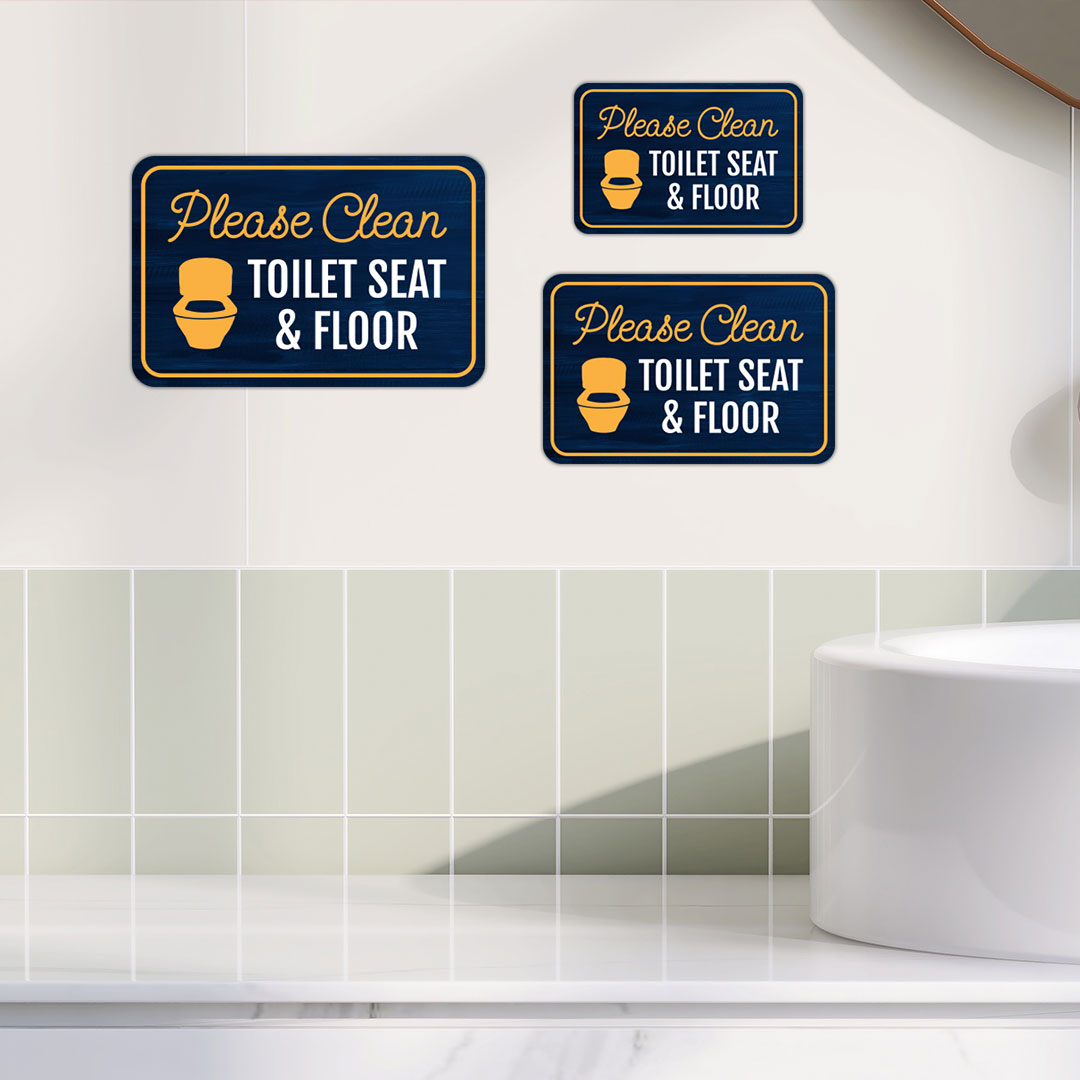 Classic Framed Plus Please Clean Toilet Seat & Floor Wall or Door Sign - Picture 10 of 32