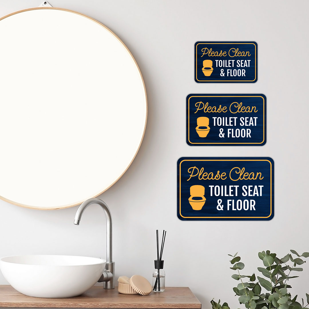 Classic Framed Plus Please Clean Toilet Seat & Floor Wall or Door Sign - Picture 11 of 32