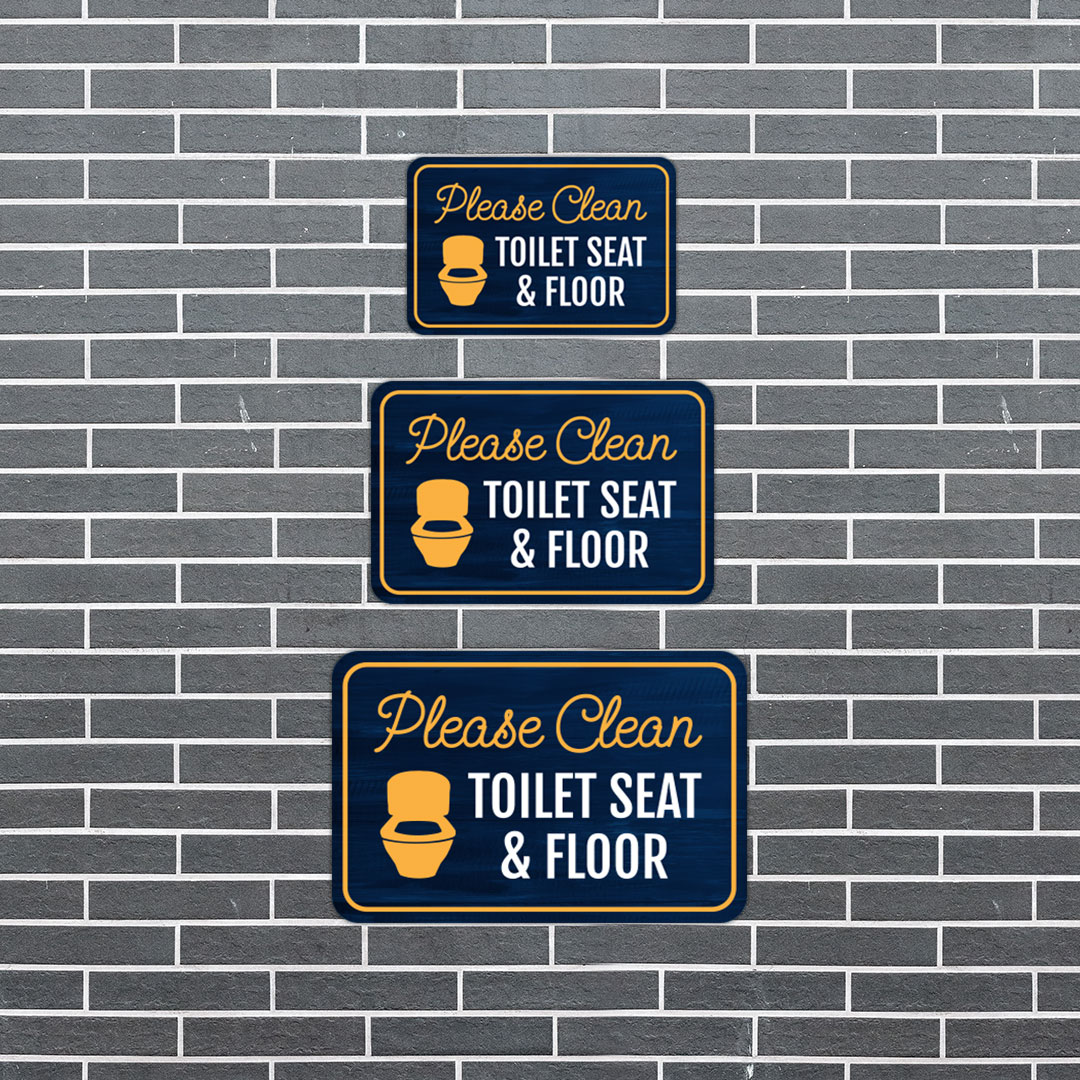 Classic Framed Plus Please Clean Toilet Seat & Floor Wall or Door Sign - Picture 21 of 32