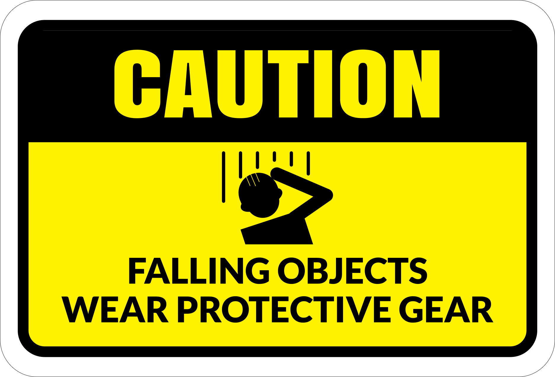 Classic Framed Plus Caution Falling Objects Wear Protective Gear Door Sign