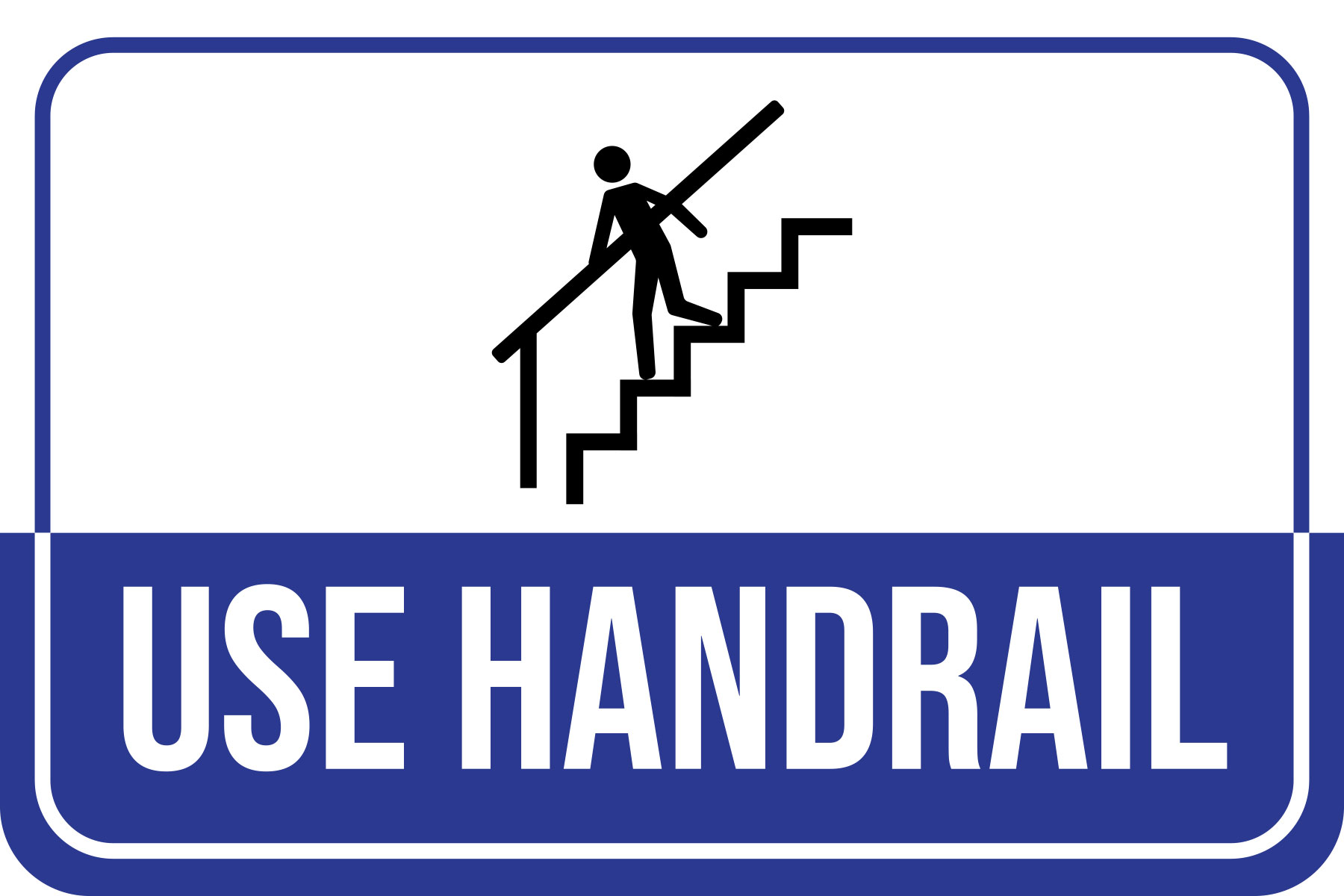 Classic Framed Plus Use Handrail Wall or Door Sign | Health & Safety
