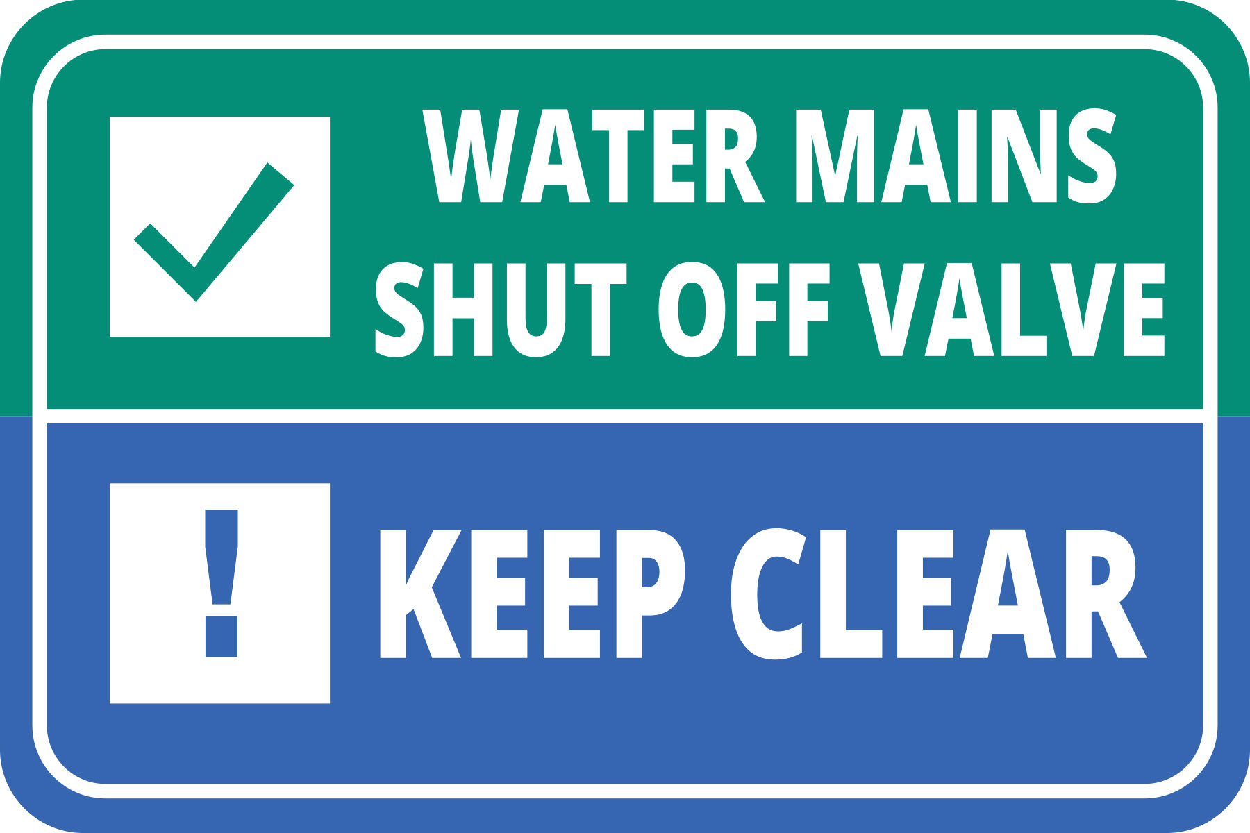 Classic Framed Plus Water Mains Shut Off Valve Keep Clear Wall or Door Sign
