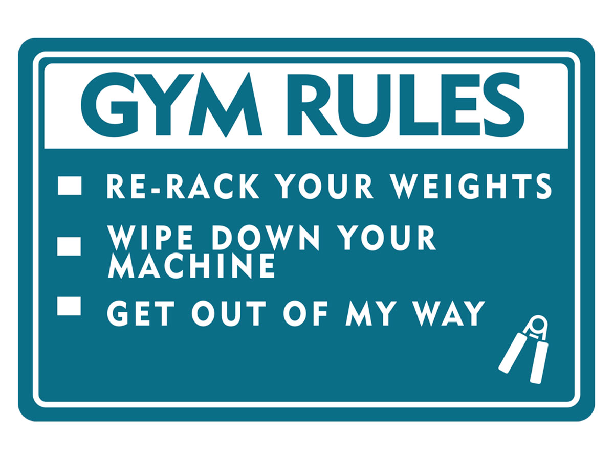 Classic Framed Plus Gym Rules Re-Rack Your Weights Wall Sign