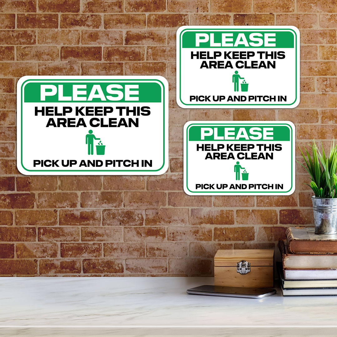Classic Framed Plus Please Help Keep This Area Clean Pick Up And Pitch In Sign - Picture 15 of 36