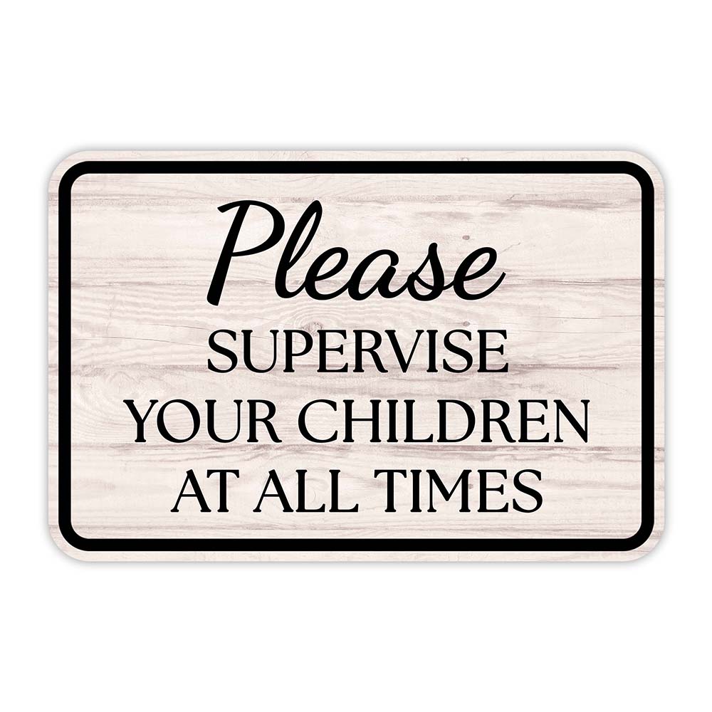 Classic Framed Plus Please Supervise Your Children At All Times Wall Sign