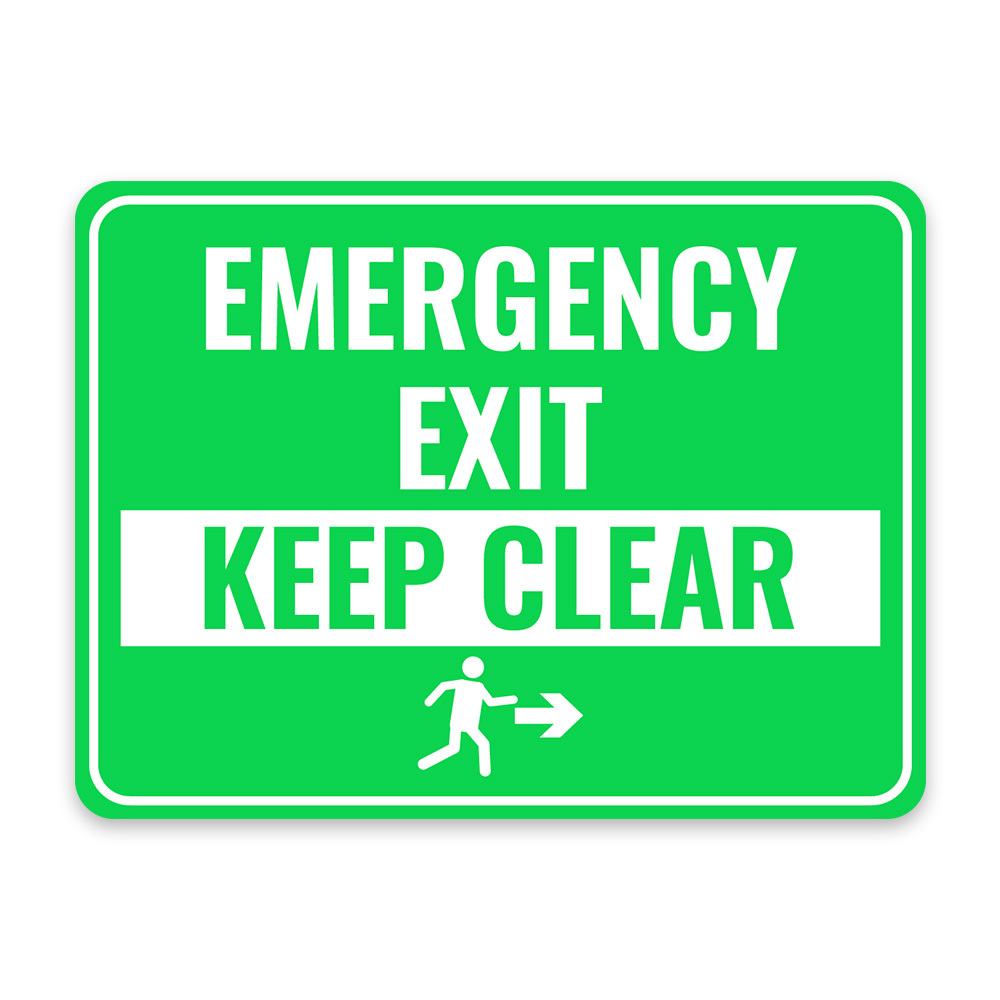 Classic Framed Plus Emergency Exit – Keep Clear Door or Wall Sign