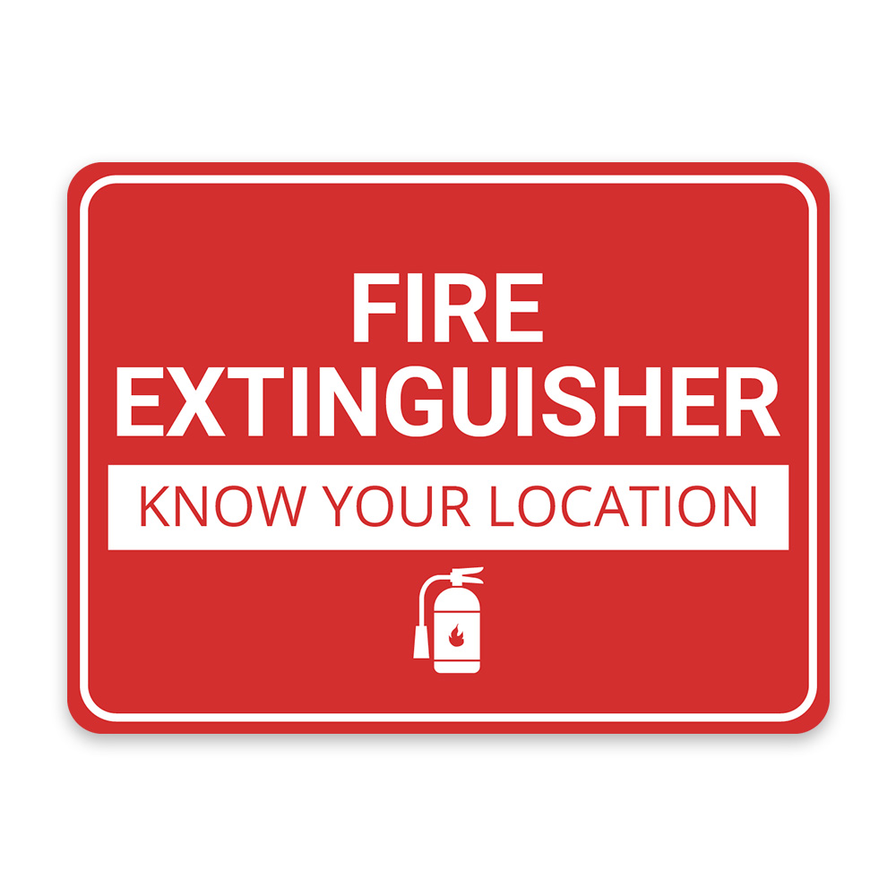 Classic Framed Plus Fire Extinguisher – Know Your Location Door or Wall Sign