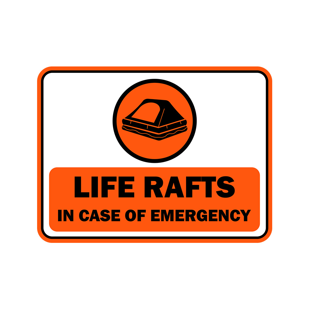 Classic Framed Plus Life Rafts In Case of Emergency Door or Wall Sign | Boats