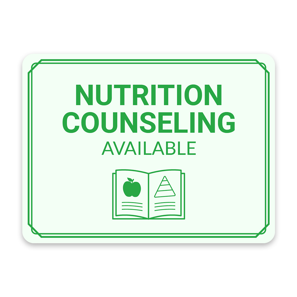 Classic Framed Plus Nutrition Counseling Available Door or Wall Sign